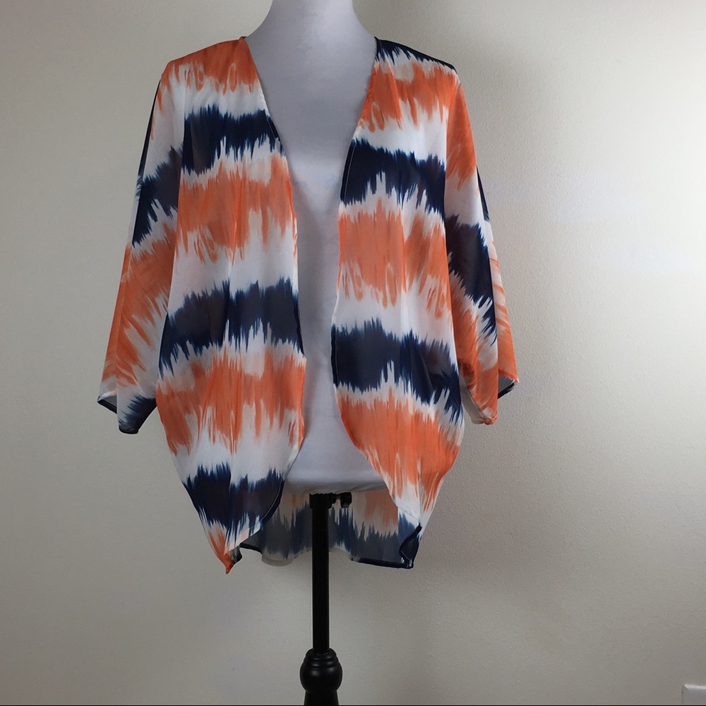 Kimono Orange/White/Blue Tie Dye Sz M